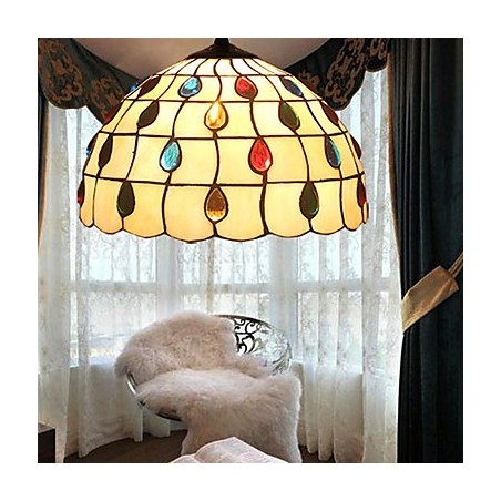 Lampadario a sospensione in vetro colorato retrò rustico classico