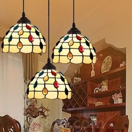 Lampadario a sospensione in vetro colorato retrò rustico classico