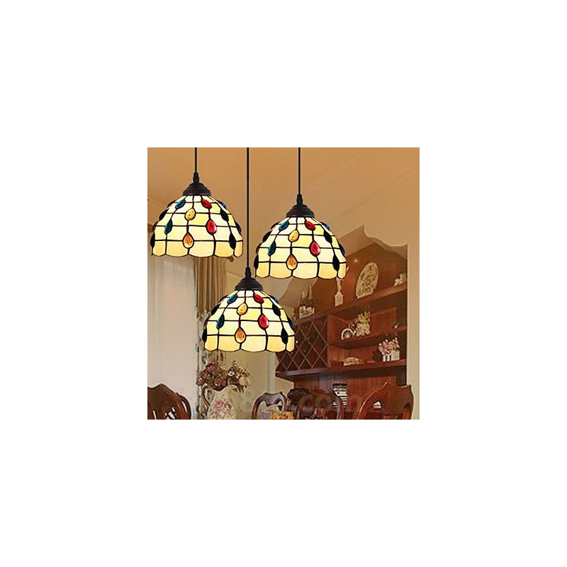 Lampadario a sospensione in vetro colorato retrò rustico classico