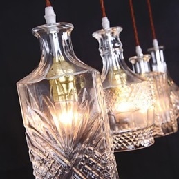 Lampada a sospensione in metallo nero con paralumi in vetro trasparente, 5 luci, regolabile, E26/E27, 40W*4
