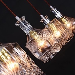 Lampada a sospensione in metallo nero con paralumi in vetro trasparente, 5 luci, regolabile, E26/E27, 40W*4