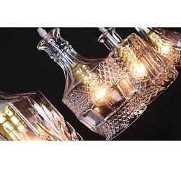 Lampada a sospensione in metallo nero con paralumi in vetro trasparente, 5 luci, regolabile, E26/E27, 40W*4