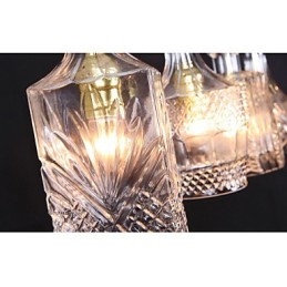 Lampada a sospensione in metallo nero con paralumi in vetro trasparente, 5 luci, regolabile, E26/E27, 40W*4