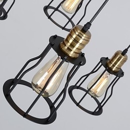 Lampadario a sospensione vintage Edison regolabile multiplo, 10 luci, metallo, stile industriale