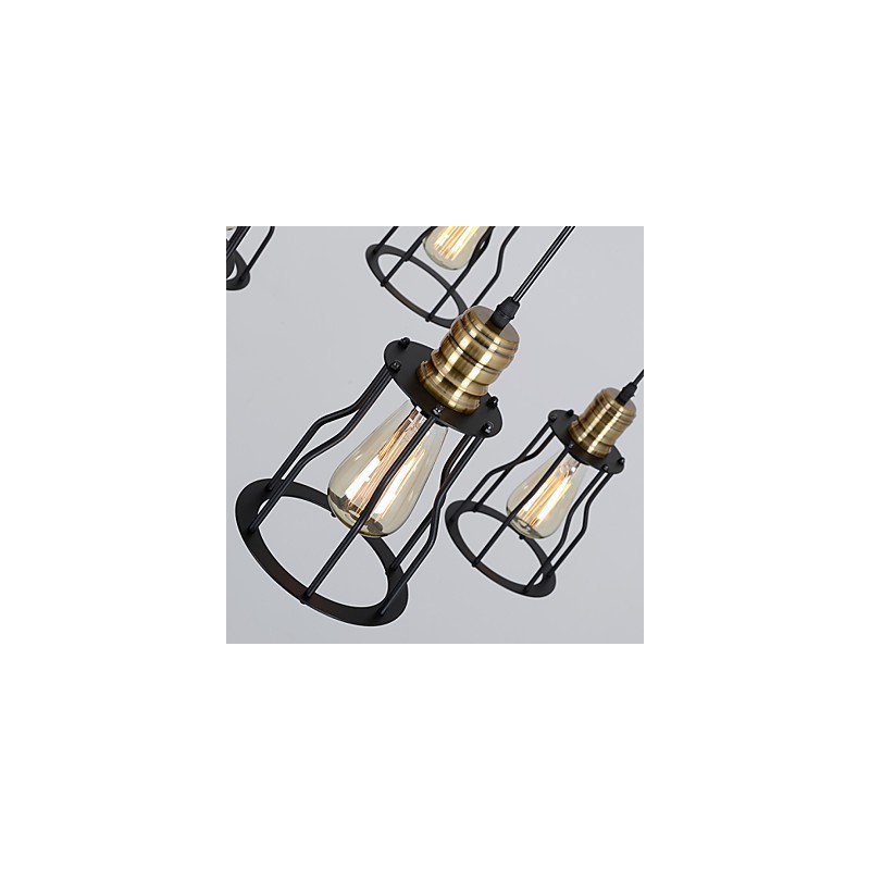 Lampadario a sospensione vintage Edison regolabile multiplo, 10 luci, metallo, stile industriale