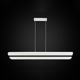Lampadario a sospensione LED in acrilico beige e metallo argento, 100 cm, regolabile