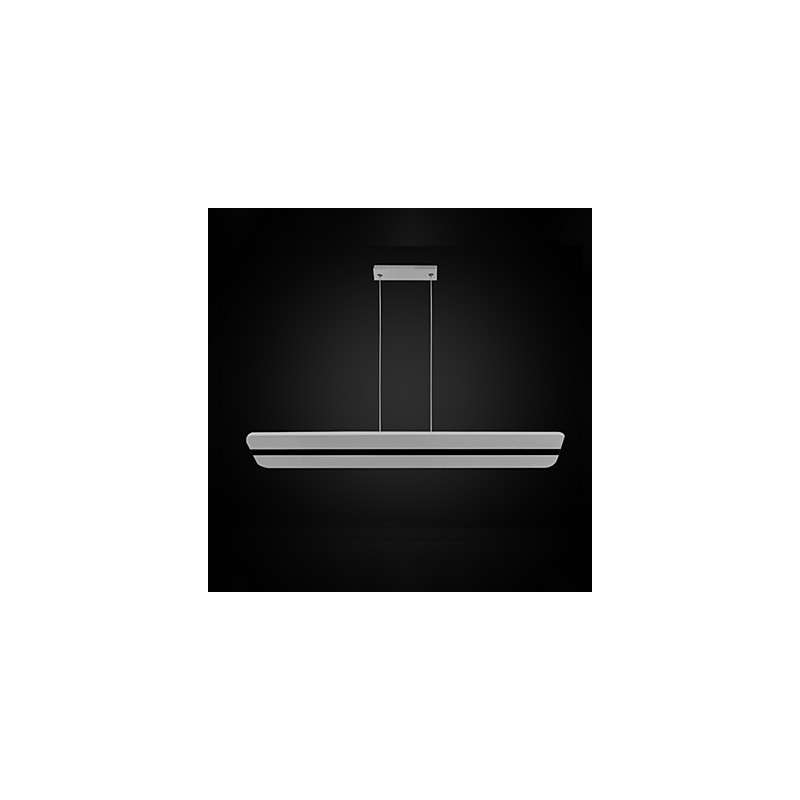 Lampadario a sospensione LED in acrilico beige e metallo argento, 100 cm, regolabile