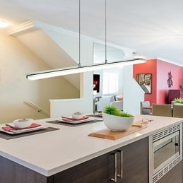 Lampadario a sospensione LED in acrilico beige e metallo argento, 100 cm, regolabile