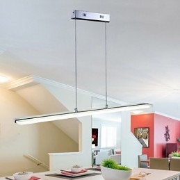 Lampadario a sospensione LED in acrilico beige e metallo argento, 100 cm, regolabile