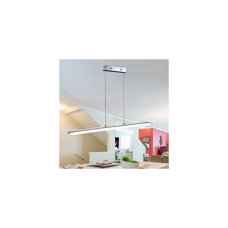 Lampadario a sospensione LED in acrilico beige e metallo argento, 100 cm, regolabile