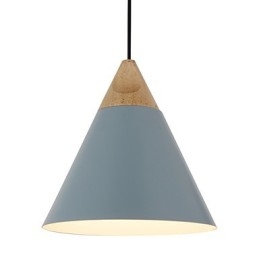 Lampada a sospensione mini artistica a cono 1 luce, nero, bianco, blu polvere, alluminio e legno