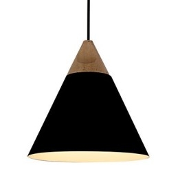 Lampada a sospensione mini artistica a cono 1 luce, nero, bianco, blu polvere, alluminio e legno