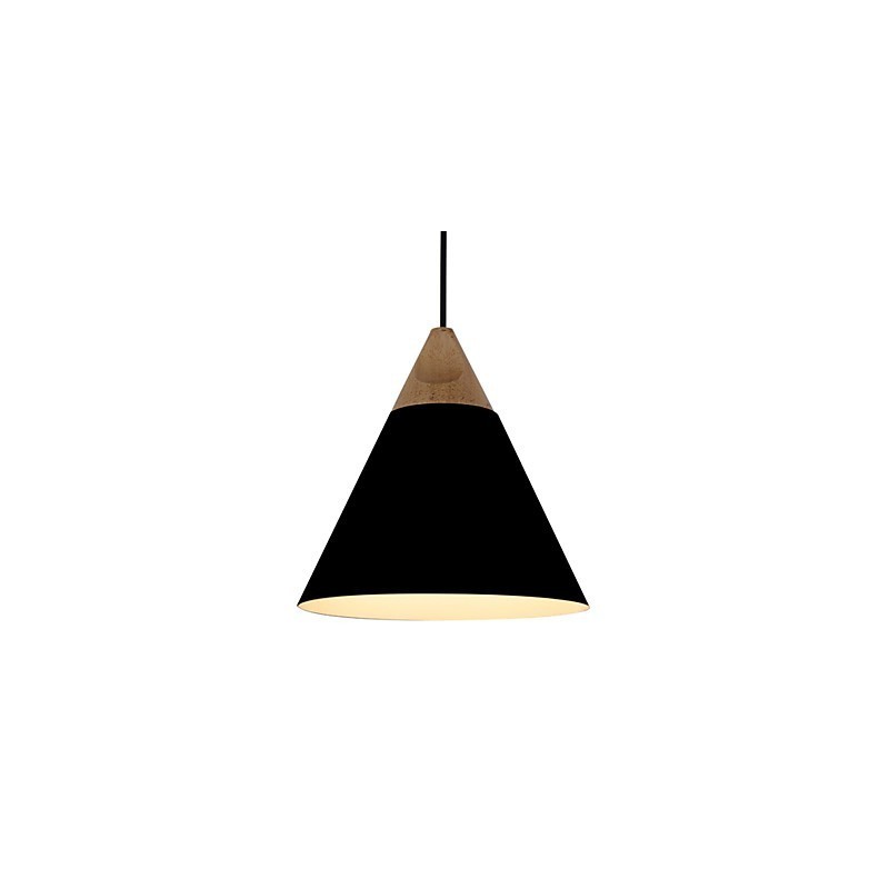 Lampada a sospensione mini artistica a cono 1 luce, nero, bianco, blu polvere, alluminio e legno