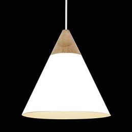 Lampada a sospensione mini artistica a cono 1 luce, nero, bianco, blu polvere, alluminio e legno