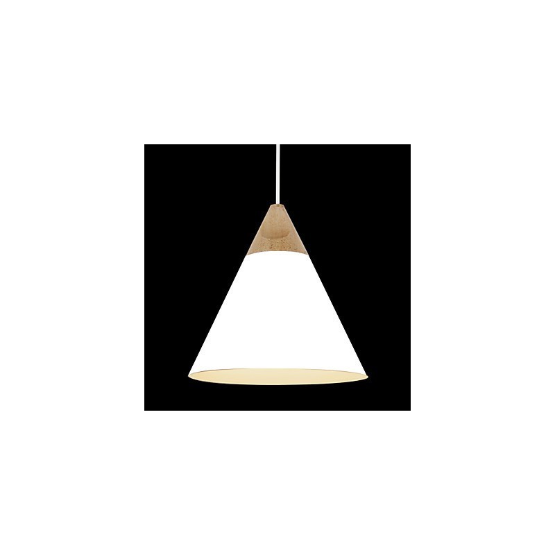 Lampada a sospensione mini artistica a cono 1 luce, nero, bianco, blu polvere, alluminio e legno