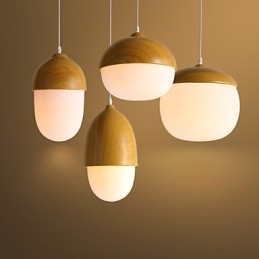Lampada a sospensione in vetro a testa singola con decorazione a noci creative a fungo, stile nordico