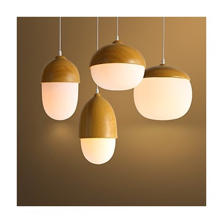Lampada a sospensione in vetro a testa singola con decorazione a noci creative a fungo, stile nordico