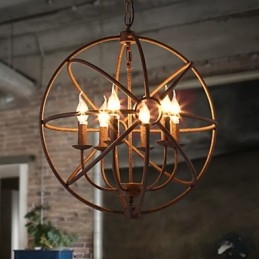 Lampadario a candela retrò in ferro battuto nero stile nordico country