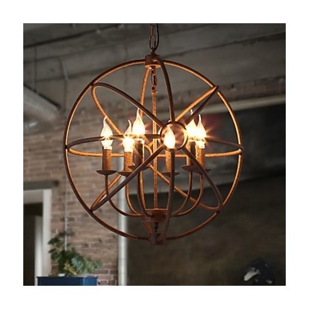 Lampadario a candela retrò in ferro battuto nero stile nordico country