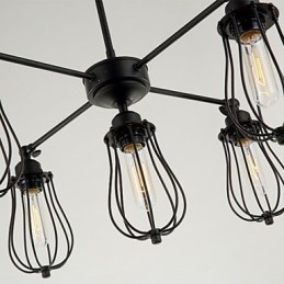 Lampada a sospensione classica rustica retrò Lodge in metallo nero 5 luci