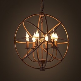 Lampadario a candela retrò in ferro battuto nero stile nordico country