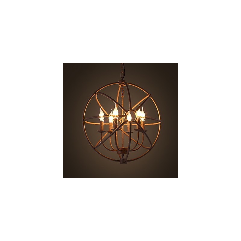Lampadario a candela retrò in ferro battuto nero stile nordico country