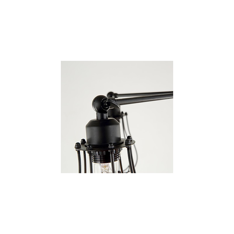 Lampada a sospensione classica rustica retrò Lodge in metallo nero 5 luci