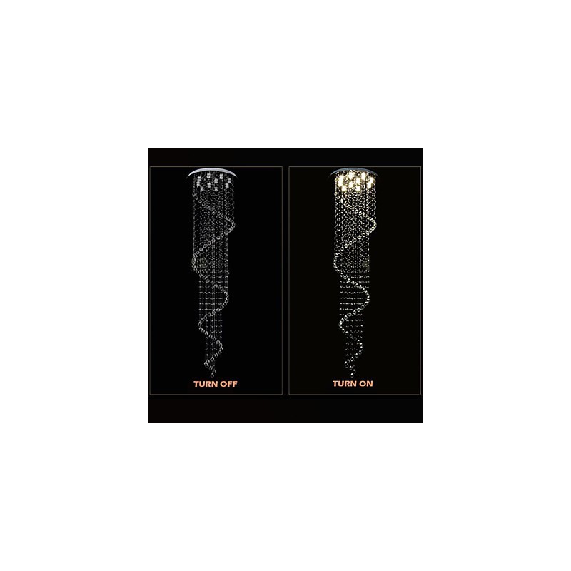 Lampadario a sospensione moderno in cristallo a spirale singola D70 cm H250 cm
