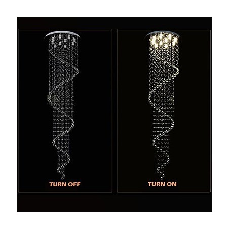 Lampadario a sospensione moderno in cristallo a spirale singola D70 cm H250 cm