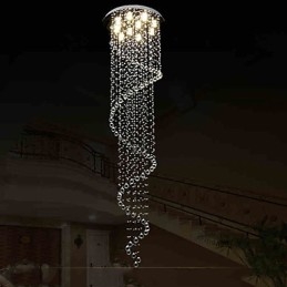 Lampadario a sospensione moderno in cristallo a spirale singola D70 cm H250 cm
