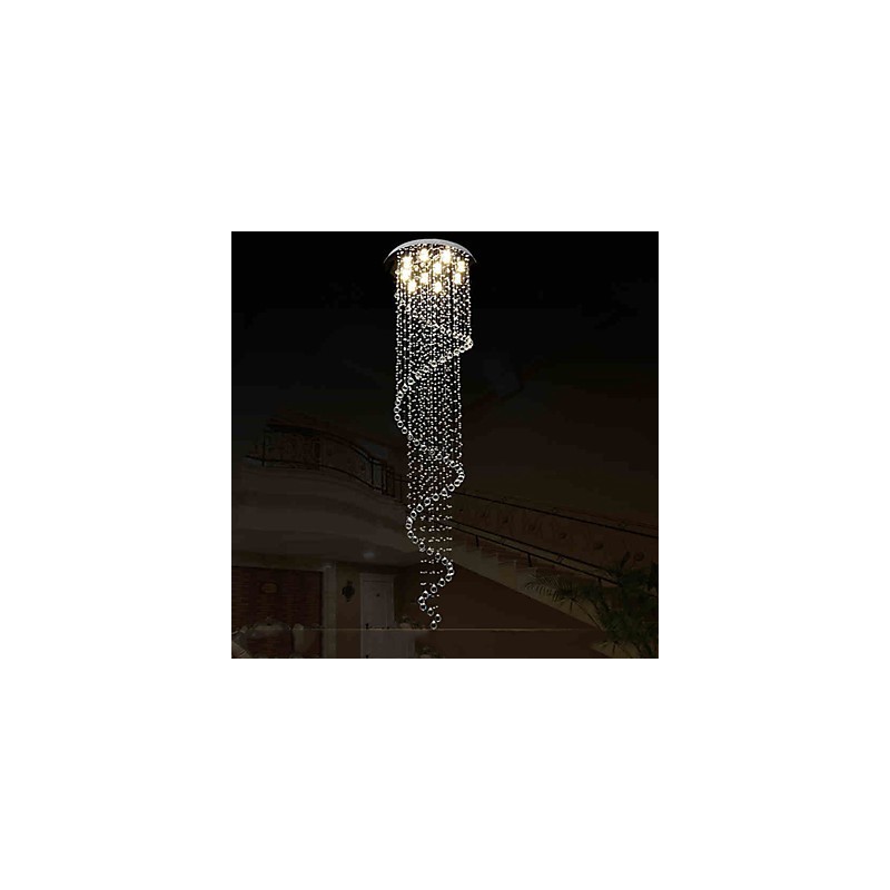 Lampadario a sospensione moderno in cristallo a spirale singola D70 cm H250 cm
