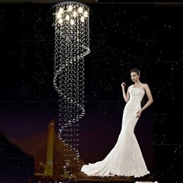 Lampadario a sospensione moderno in cristallo a spirale singola D70 cm H250 cm