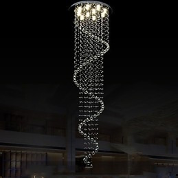 Lampadario a sospensione moderno in cristallo a spirale singola D70 cm H250 cm