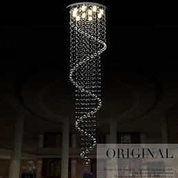 Lampadario a sospensione moderno in cristallo a spirale singola D70 cm H250 cm