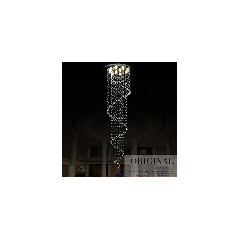 Lampadario a sospensione moderno in cristallo a spirale singola D70 cm H250 cm