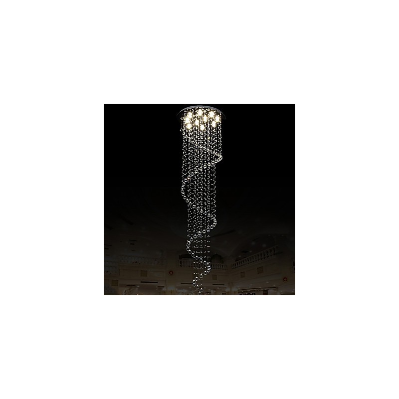 Lampadario a sospensione moderno in cristallo a spirale singola D70 cm H250 cm