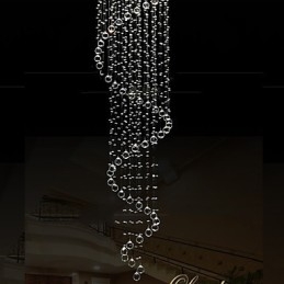 Lampadario a sospensione moderno in cristallo a spirale singola D70 cm H250 cm