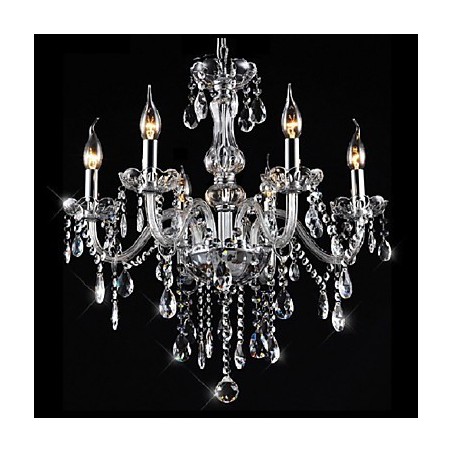 Lampadario classico in cristallo elettroplaccato, 5+ livelli, 6 lampadine E12/E14, trasparente e argento