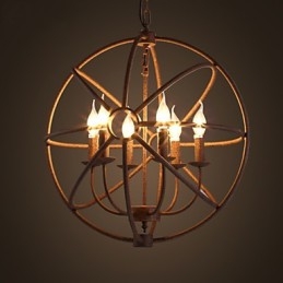 Lampadario a candela retrò in ferro battuto nero stile nordico country
