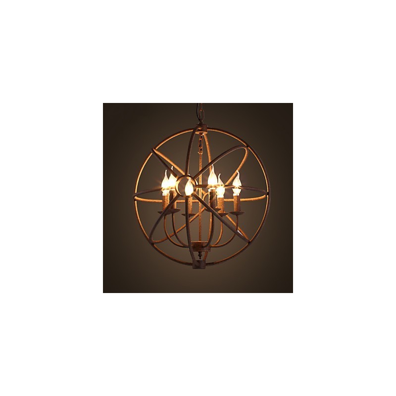 Lampadario a candela retrò in ferro battuto nero stile nordico country