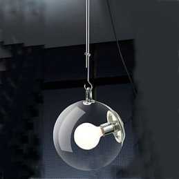 Lampada a sospensione mini globo classica tradizionale in vetro trasparente