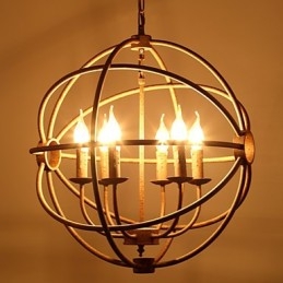Lampadario a candela retrò in ferro battuto nero stile nordico country