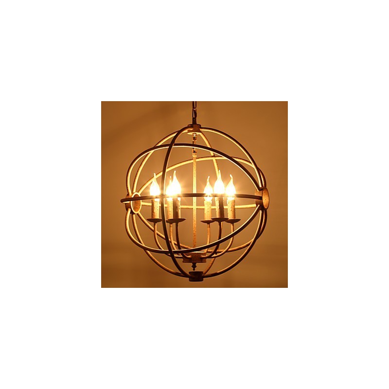 Lampadario a candela retrò in ferro battuto nero stile nordico country