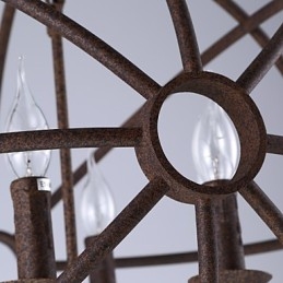 Lampadario a candela retrò in ferro battuto nero stile nordico country