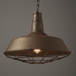 Lampada a sospensione retrò 1 luce in metallo, paralume in metallo, E26/E27