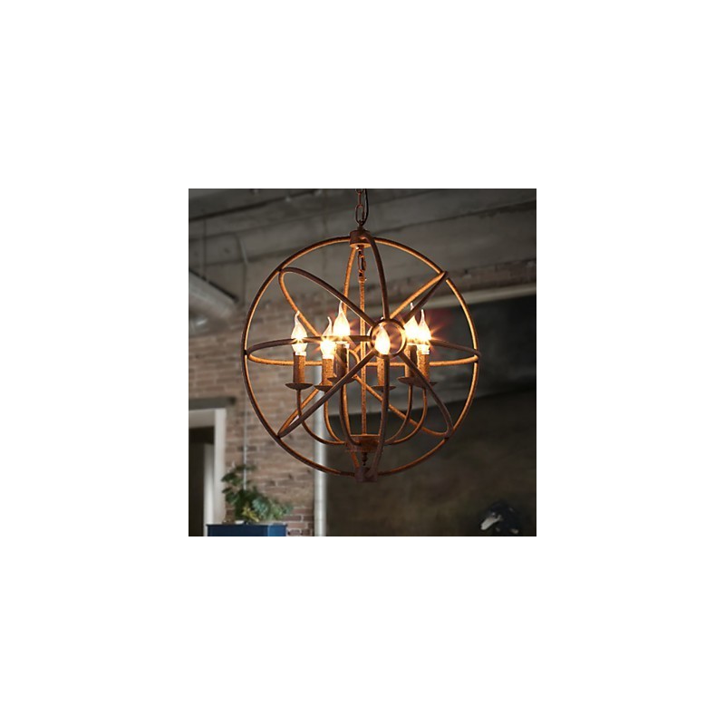 Lampadario a candela retrò in ferro battuto nero stile nordico country