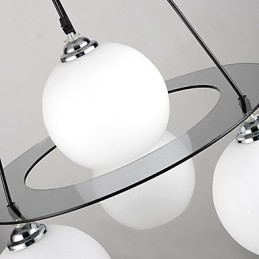 Lampada a sospensione moderna in vetro bianco, 4 luci E26/E27, catena regolabile