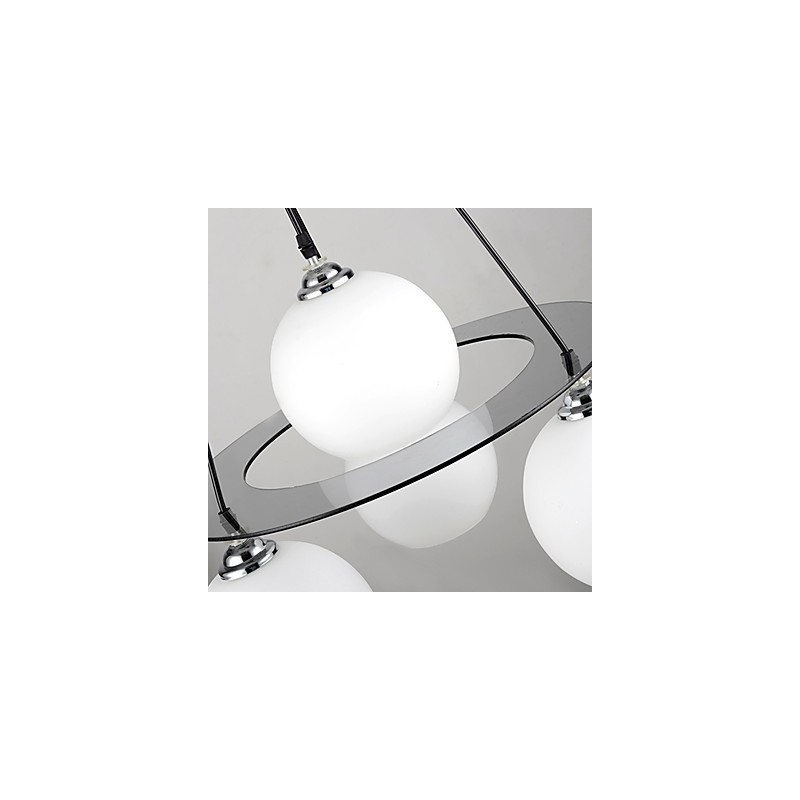 Lampada a sospensione moderna in vetro bianco, 4 luci E26/E27, catena regolabile