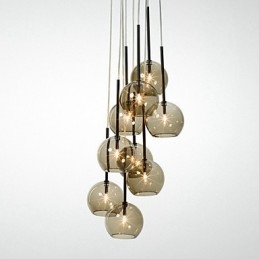 Lampada a sospensione country mini in metallo dipinto, 3 lampadine E9
