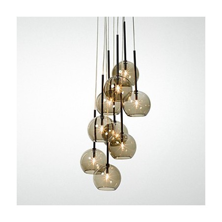 Lampada a sospensione country mini in metallo dipinto, 3 lampadine E9